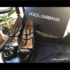 Strappy Black suede Dolce & Gabbana with original box and shoe bag.